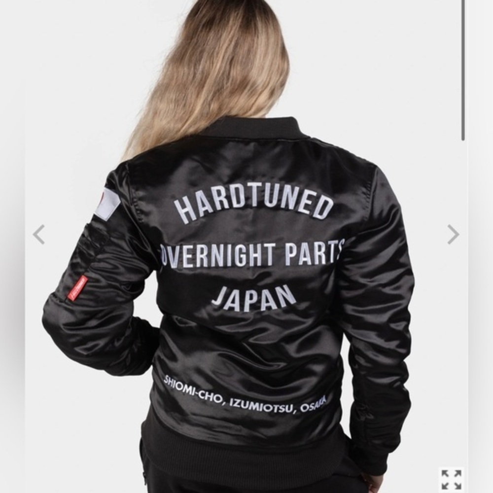 Hardtuned Black Satin Bomber Racing Jacket 2XS